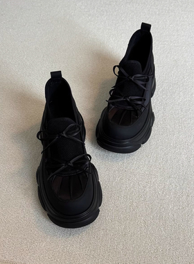 玛丽珍女鞋2025新款复古小众蝴蝶结松糕鞋增高休闲厚底芭蕾风单鞋