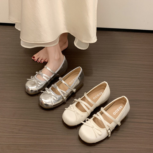 法式百搭内增高蝴蝶结玛丽珍鞋女