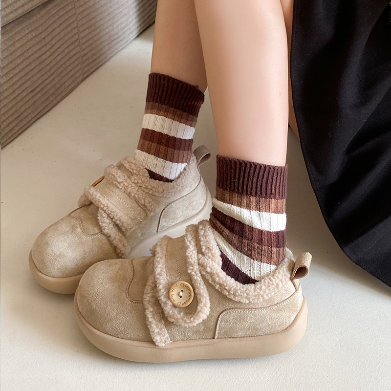 加绒加厚棉鞋女2025秋冬新款厚底
