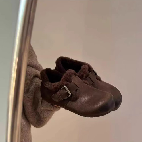 复古加绒勃肯鞋女2025冬季新款