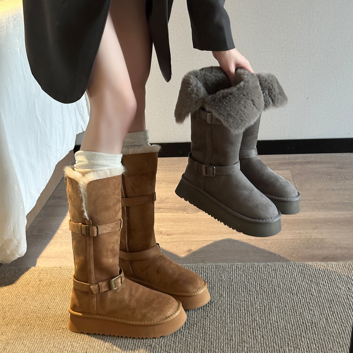 长筒雪地靴女款2025冬季新款东北