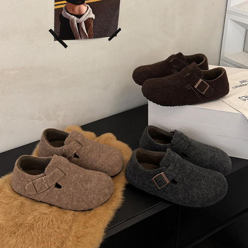 平底毛呢勃肯鞋子女2025秋冬新款