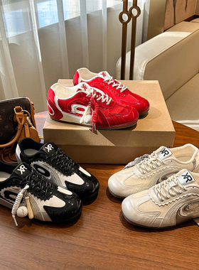 韩系小众内增高赛车德训鞋女2026秋季新款复古百搭休闲运动阿甘鞋