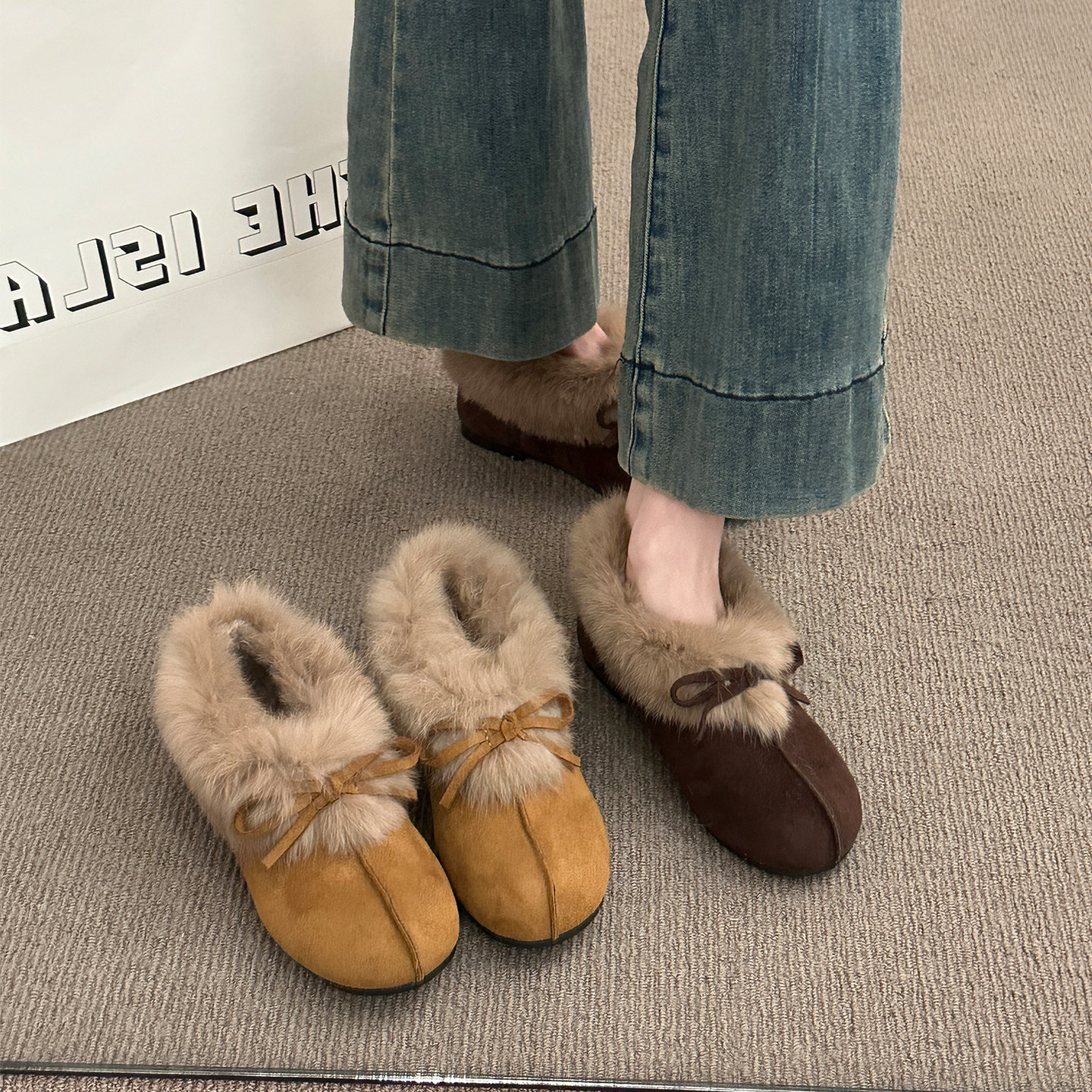 内增高毛毛鞋女2025冬季新款复古