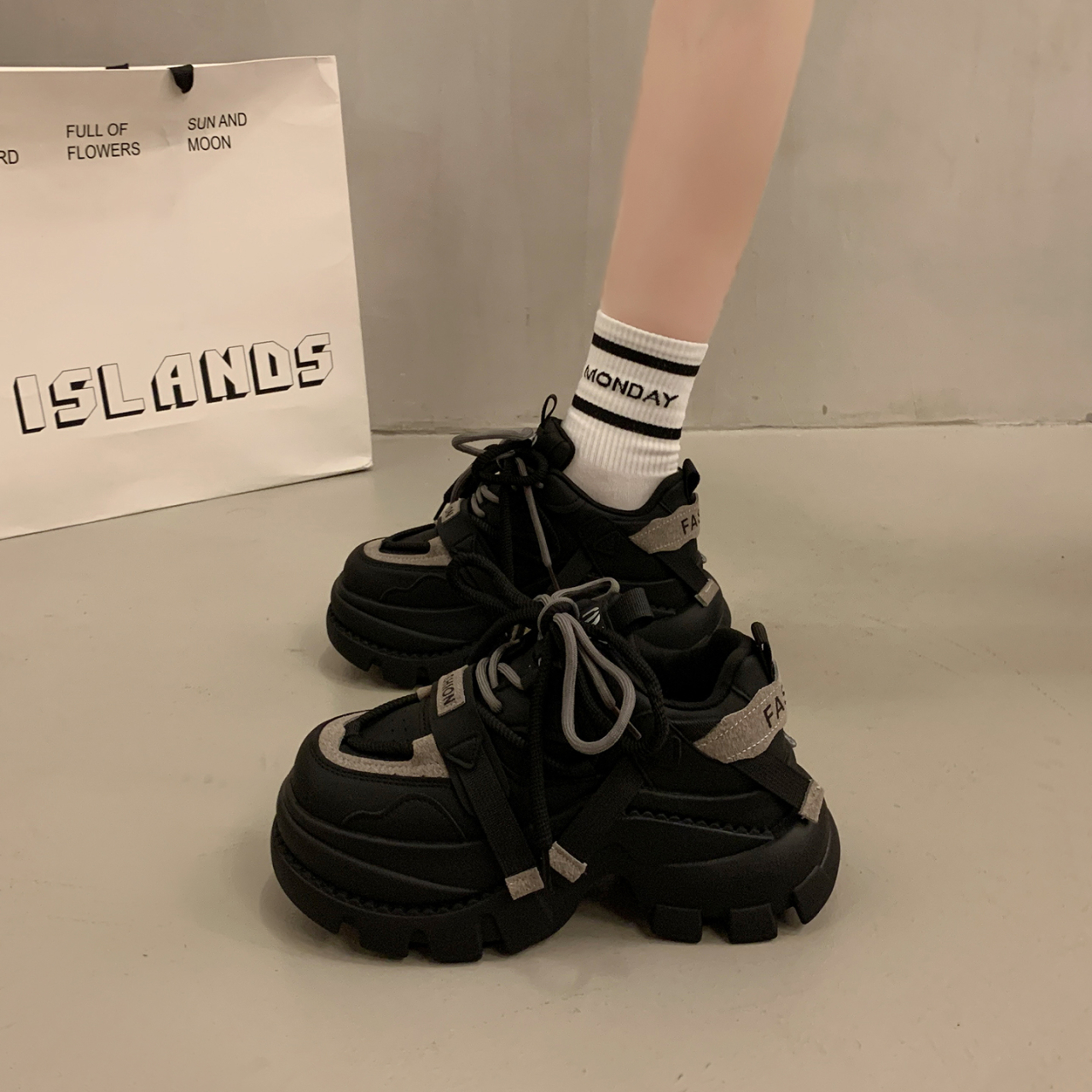 厚底松糕老爹鞋女小个子增高2025