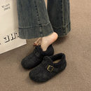 爆款复古休闲勃肯鞋女2025秋冬季新款内增高加绒豆豆鞋毛毛棉鞋子