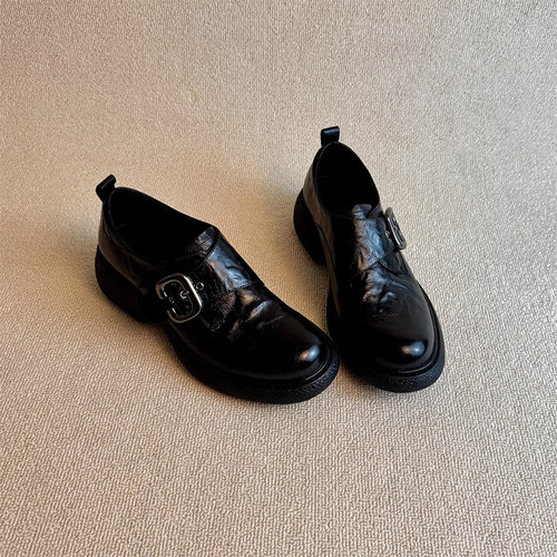 英伦风搭扣乐福鞋女2025秋冬新款