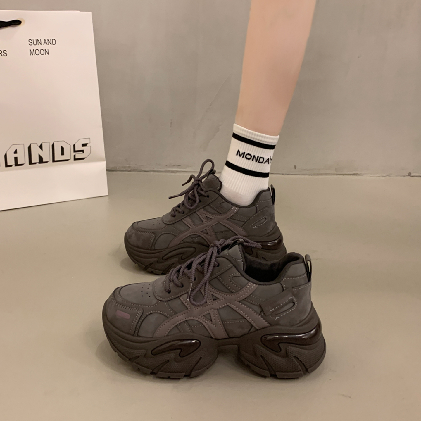 小个子增高欧货厚底老爹鞋女