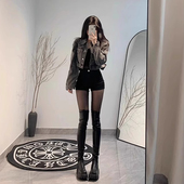 方糖过膝高筒靴女2025秋冬新款 弹力瘦瘦靴厚底皮靴长筒骑士靴长靴