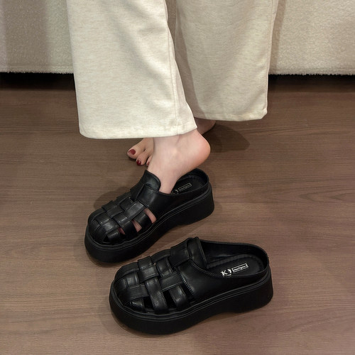 镂空厚底增高小个子百搭凉拖鞋