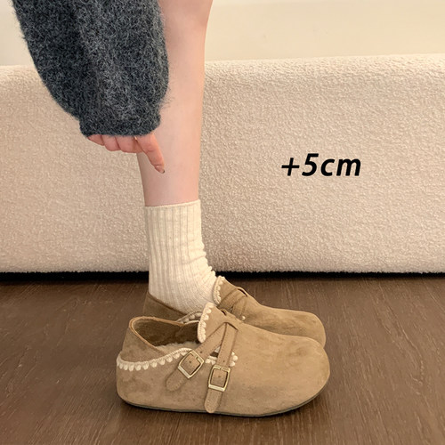 两穿厚底全包加绒勃肯鞋女2025