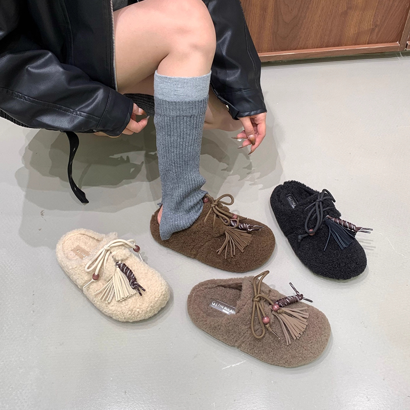 网红包头毛毛拖鞋女外穿2025年