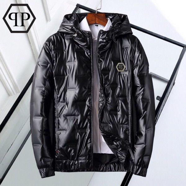 2023新款欧美冬款男士简约休闲羽绒服潮牌骷髅头修身时尚连帽外套