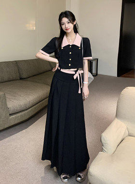 实拍~胖MM梨形身材穿搭裙子套装微胖显瘦遮肉半身裙夏装两件套女
