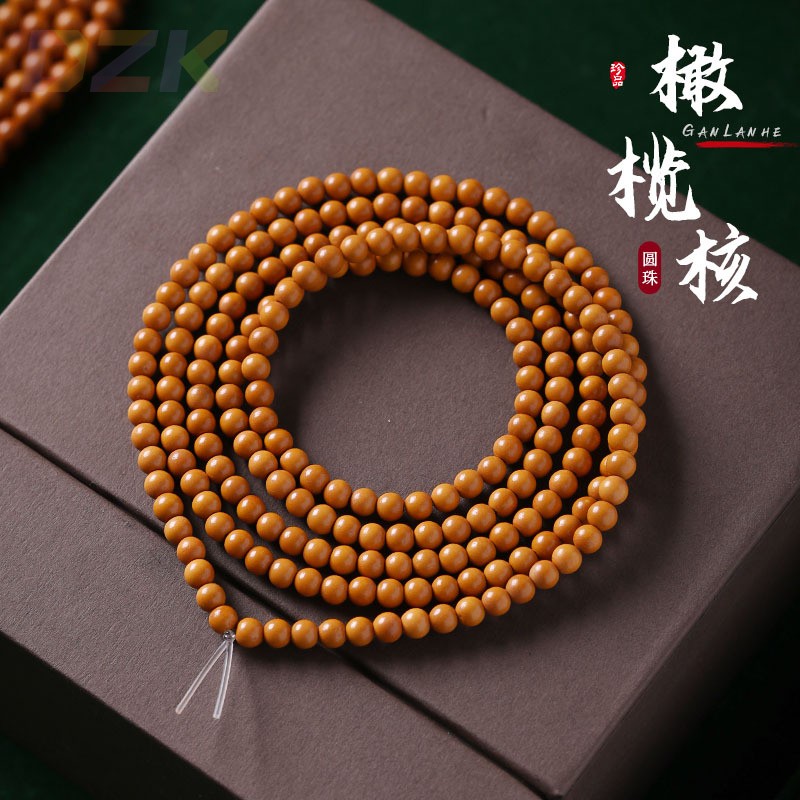 精品橄榄核圆珠素珠长串DIY文玩佛珠手串手工材料隔珠配饰散珠g6图片