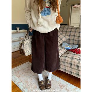 PPHOME自制~浓浓生巧 覆古灯芯绒七分裤直筒版型女裙裤休闲裤秋冬