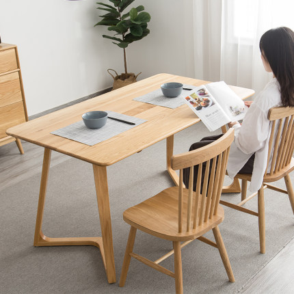 木后北欧餐桌家用现代简约桌子日式原木家具小户型实木餐桌椅组合