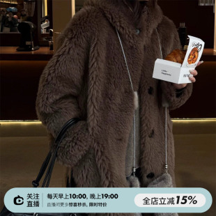 SHINE 高端“小托卡” 100%羊毛 立领保暖两色中长款羊羔毛外套