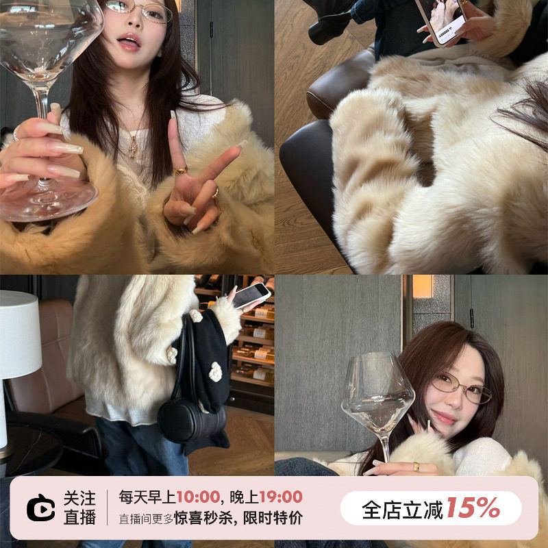 SHINE 精简实穿 西班牙jin口 托斯卡纳皮毛一体 翻领廓形皮草外套