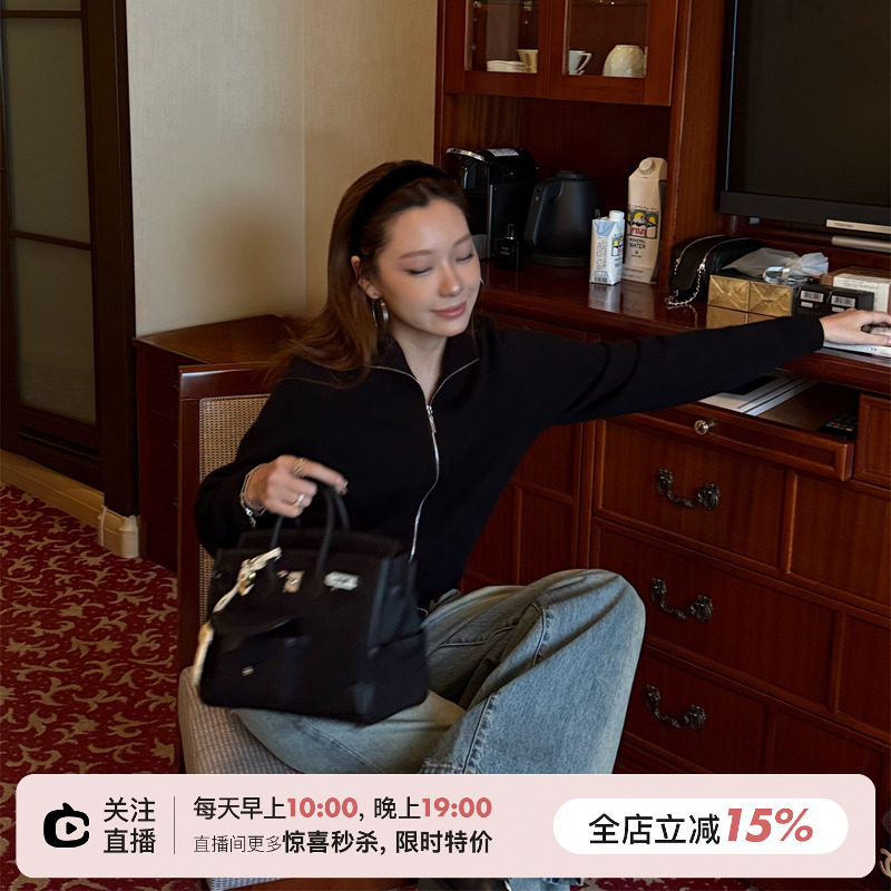 SHINE 口碑强推 极简老钱 100皇家A级山羊绒 时髦双拉链针织开衫