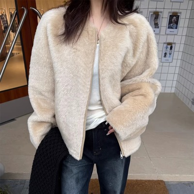 100%美利奴羊皮毛一体皮草外套