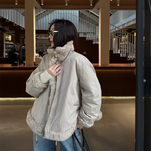 90白鹅绒两色派克羽绒服外套 羊毛皮毛一体 SHINE 进口托斯卡纳