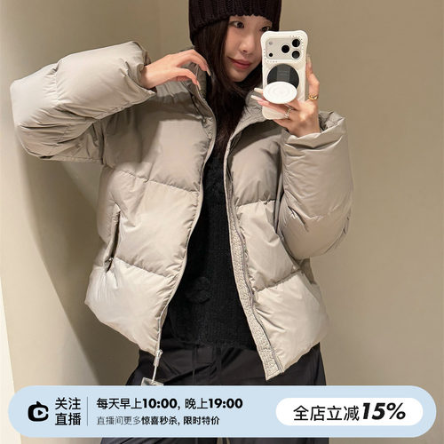 白鹅绒两色立领羽绒服外套