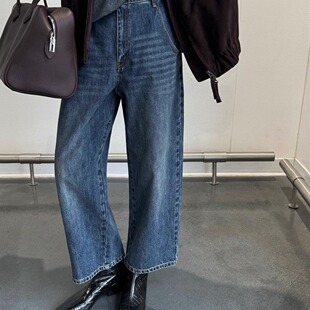 复古宽松九分牛仔气球裤 出口高支优貭竹节棉纱线 两色自留 SHINE