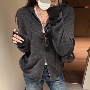 SHINE 日常刚需 极细轻柔 美利奴羊毛 极简松弛两色针织拉链毛衣