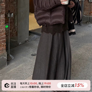 SHINE 冬日刚需 巨显瘦遮胯 羊毛百褶 高克重三色针织半身裙长裙