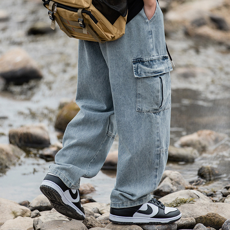 재미있는 리뷰 AJDF|가을 신작 청바지 남성 트렌디 스트레이트 루즈 팬츠 레트로 팬츠