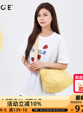 OCE漫行系列黄色斜挎包女士新款卡其通勤单肩大容量背包