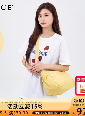 OCE漫行系列黄色斜挎包女士新款卡其通勤单肩大容量背包