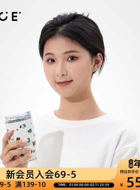 AKS幸福乐园儿童吸管杯316不锈钢保温杯高颜值情侣便携卡通咖啡杯