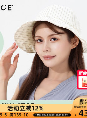 OCE条纹格子遮阳小圆帽子女款2026新款防晒防紫外线夏天帽子