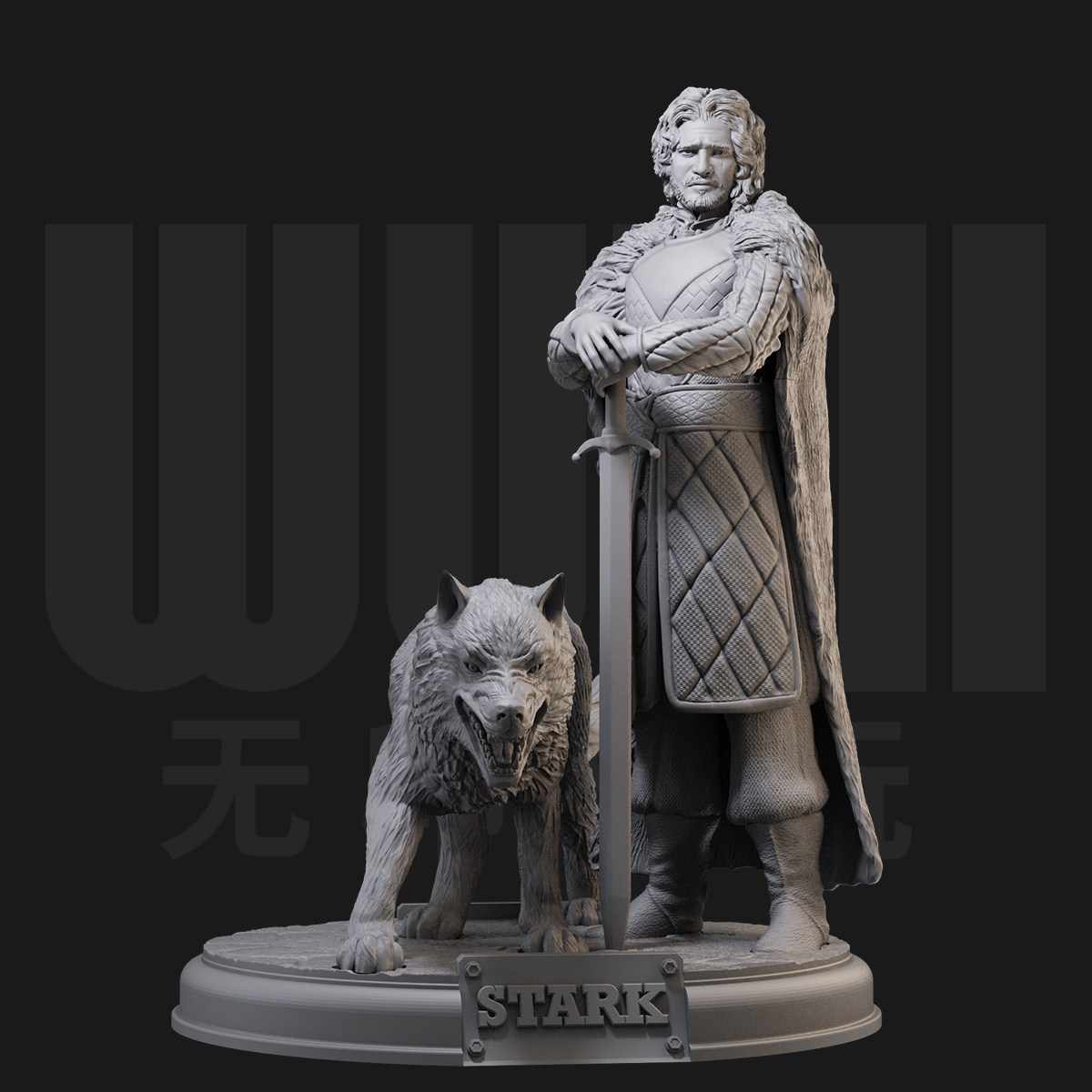 1/24 琼恩雪诺 权力的游戏 18比例gk白模手办3d打印兵人模型 4039