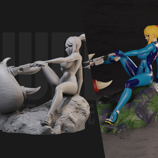 1/24 萨姆斯阿兰 银河战士 18比例GK白模手办3D打印兵人模型 6149