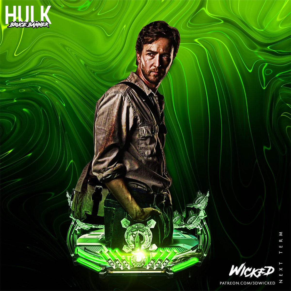 1/10 布鲁斯班纳 漫威 绿巨人 16比例gk树脂白模手办模型 1063