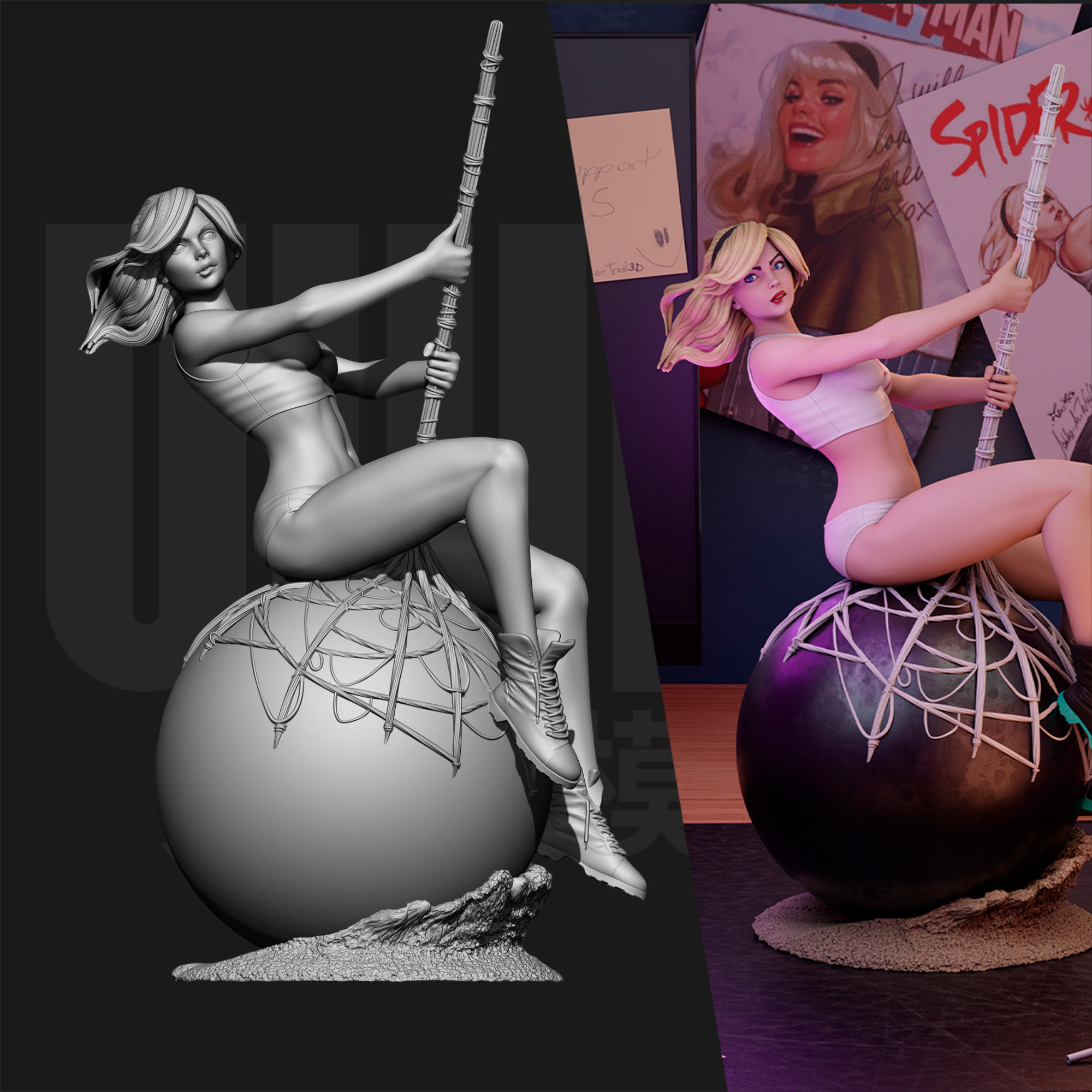 漫威 格温 蜘蛛女侠 1/24GK白模手办 18比例树脂3D打印模型 6569