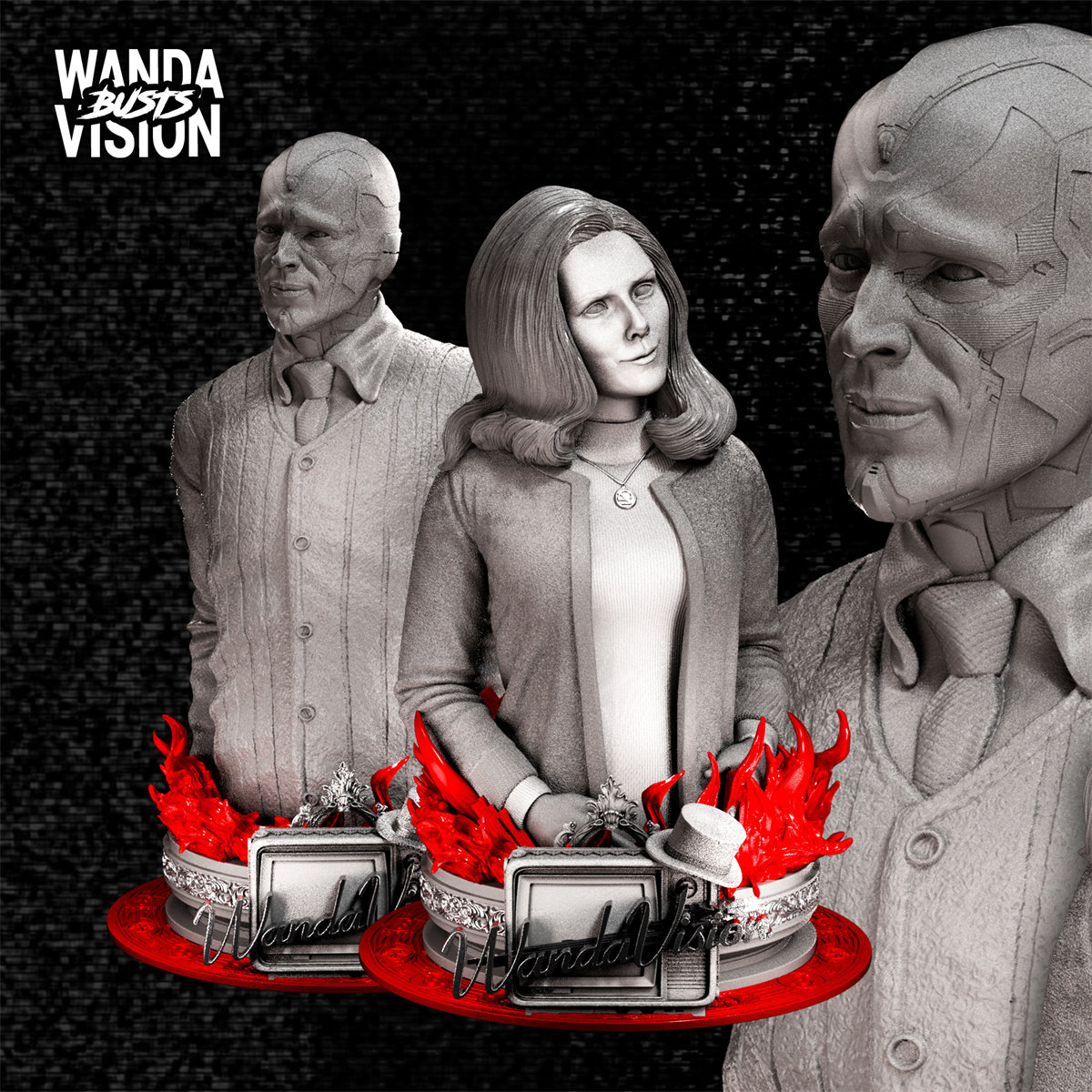 1/10 旺达 幻视胸像 漫威 真人 16比例GK树脂白模手办模型 968