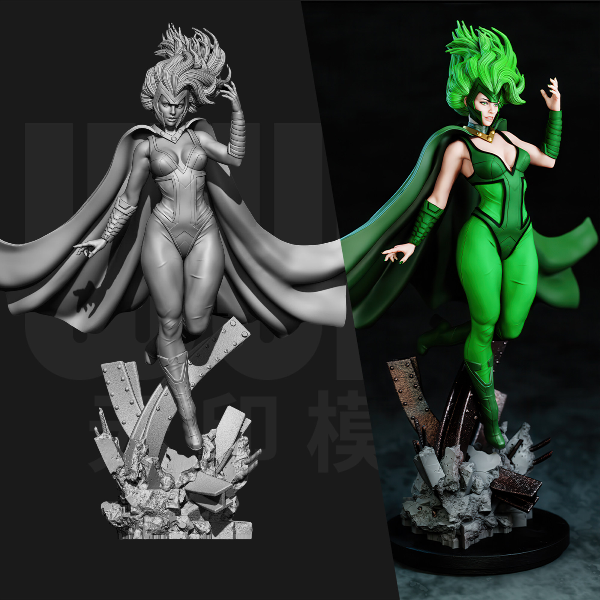 漫威 北极星 磁妹 1/24GK白模手办 18比例树脂3D打印模型 6550