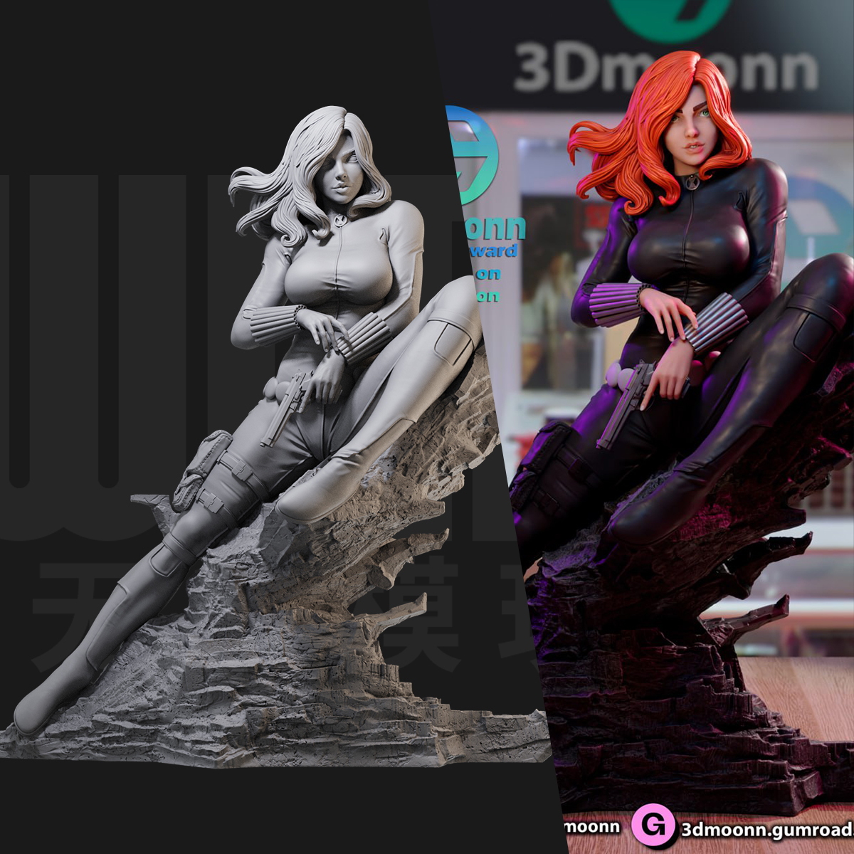 1/24黑寡妇 漫威复仇者联盟18比例GK白模手办3D打印兵人模型 5175