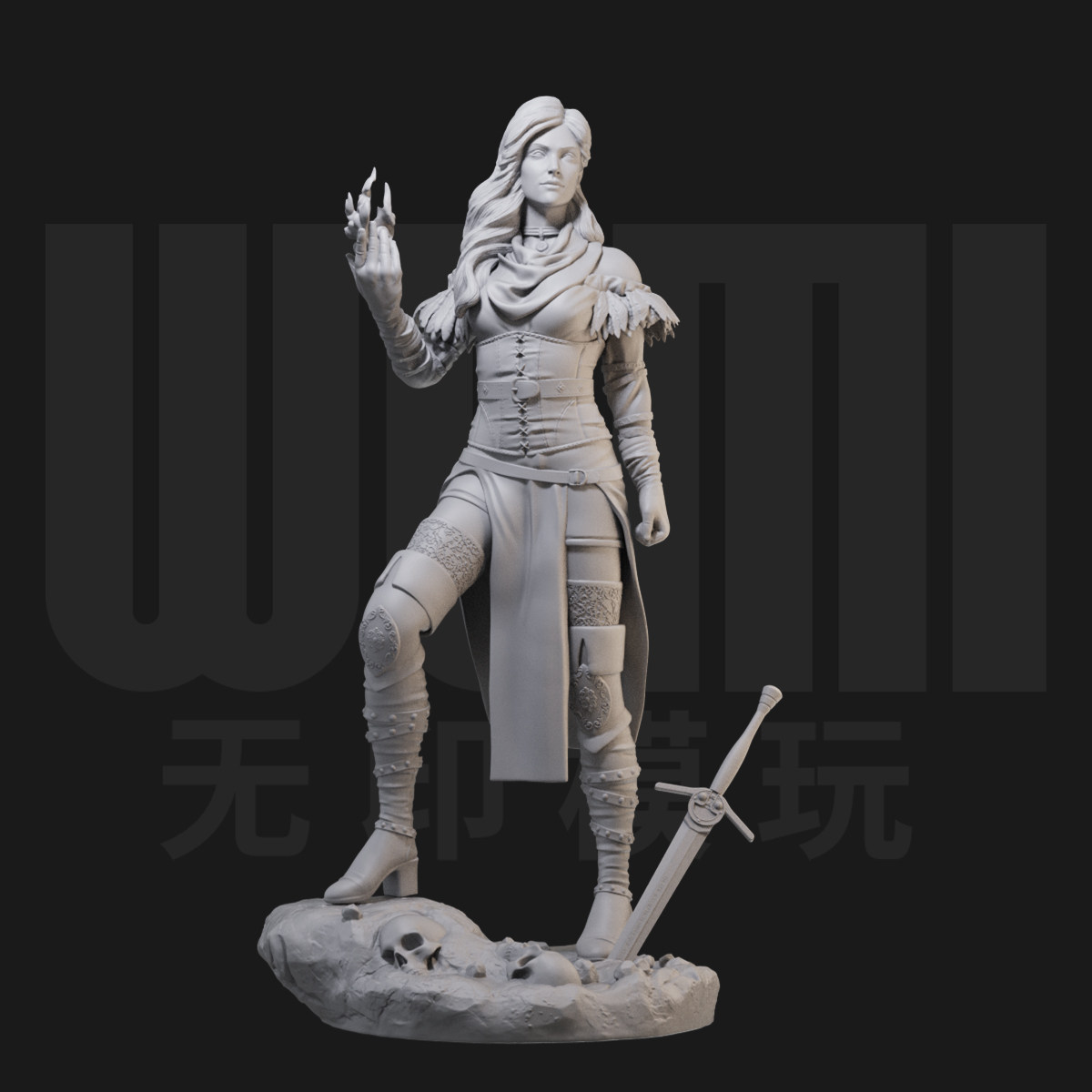 1/24 叶妮芙 巫师猎魔人 18比例GK白模手办 3D打印兵人模型 2334