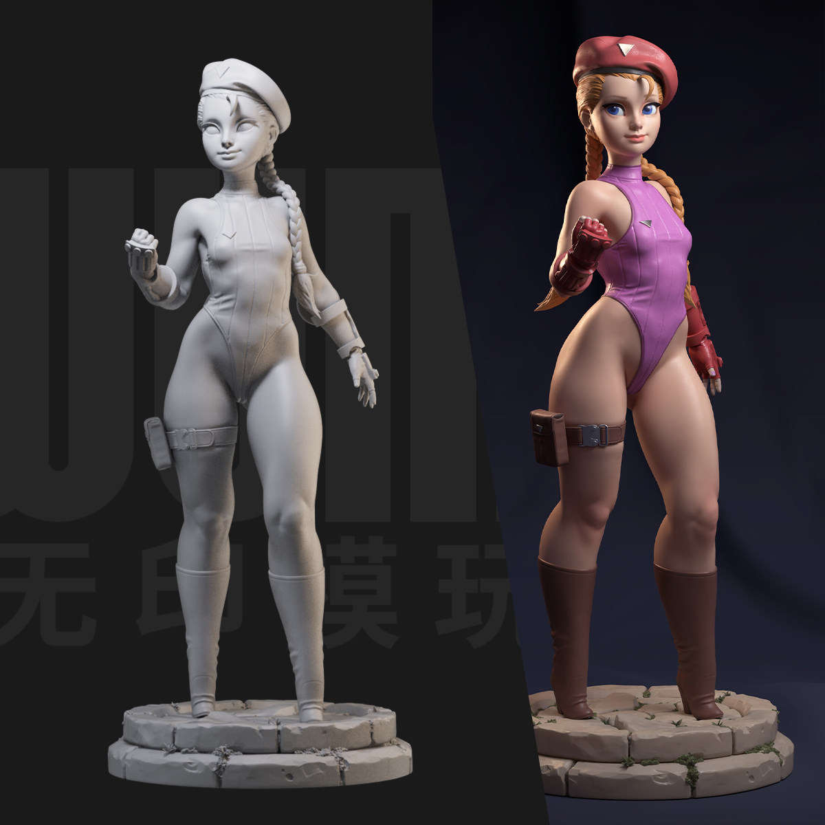 嘉米Q版 街头霸王女性 1/24白模GK手办18比例兵人3D打印模型 1021图片
