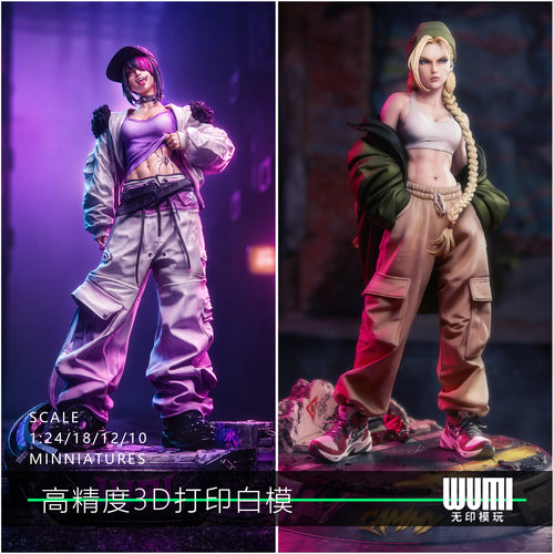 街头霸王 嘉米 韩蛛莉 街头1/24手办GK白模12比例3D兵人模型 C5-1