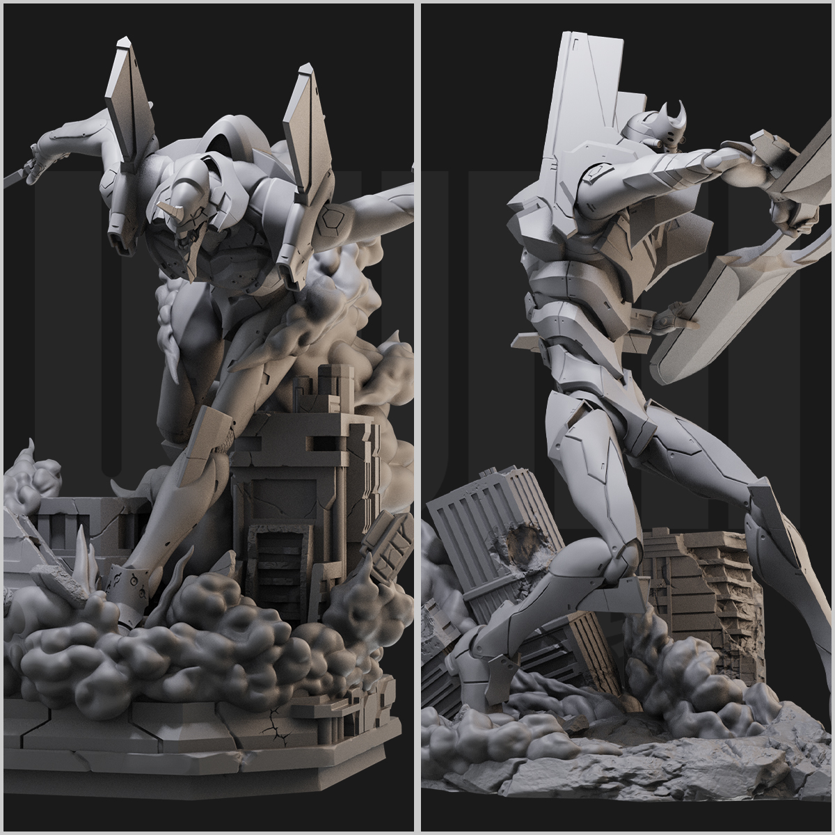 1/24 EVA 初号机二号机 场景18比例GK白模手办3D打印兵人模型661