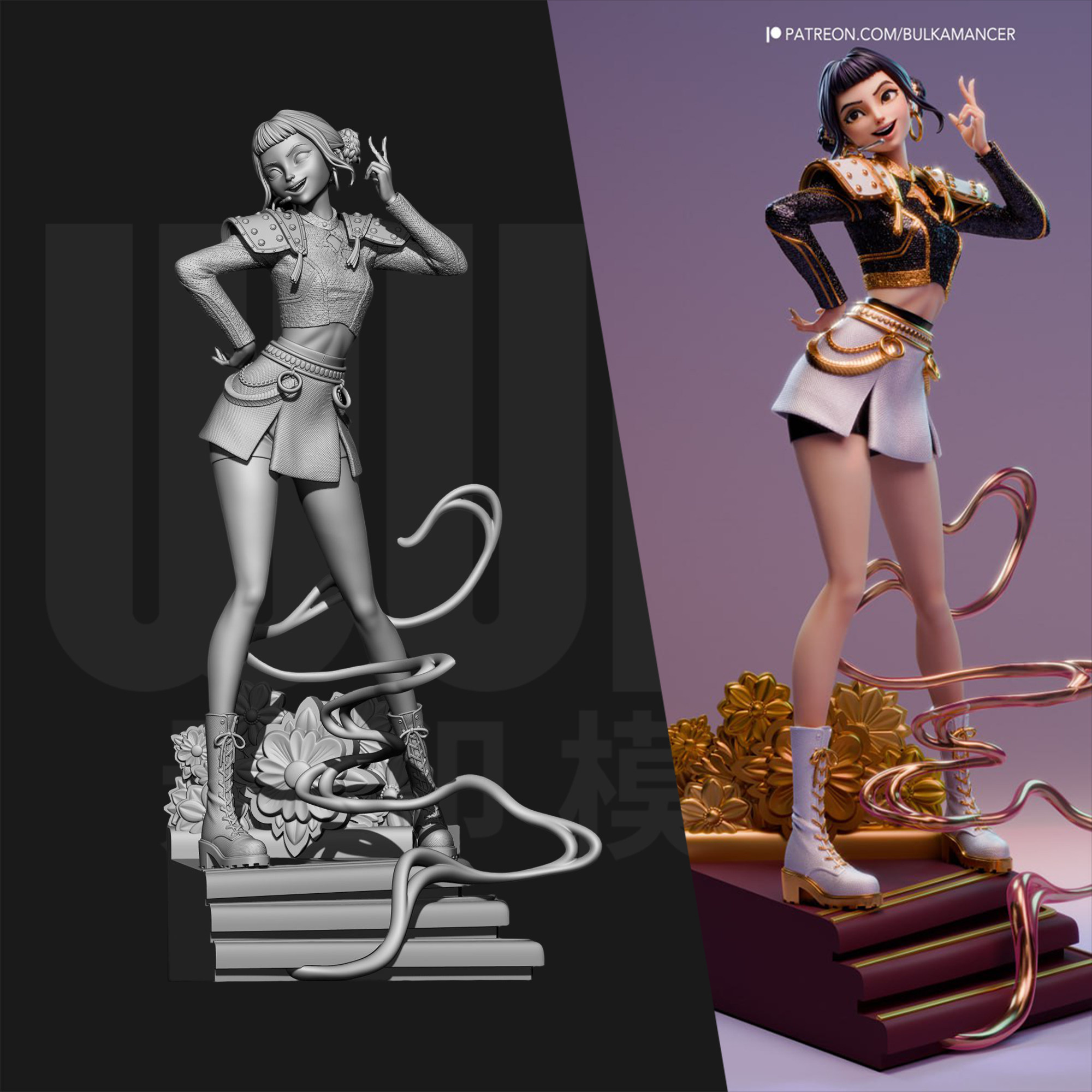 K-Pop猎魔女团 佐依 1/24GK白模手办 18比例树脂3D打印模型 6572