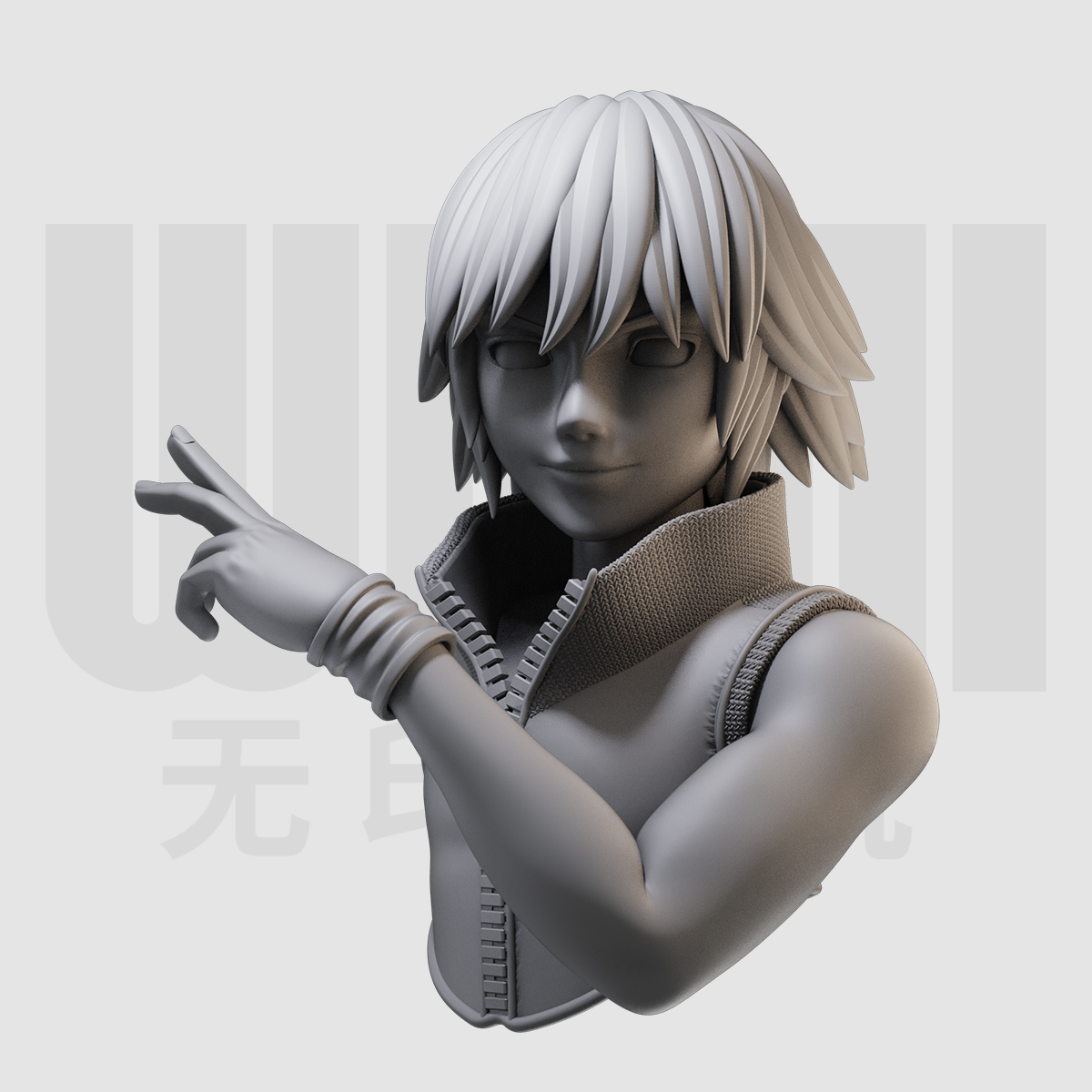 1/10 利库 王国之心 半身胸像16比例GK白模3D打印树脂手办模型873