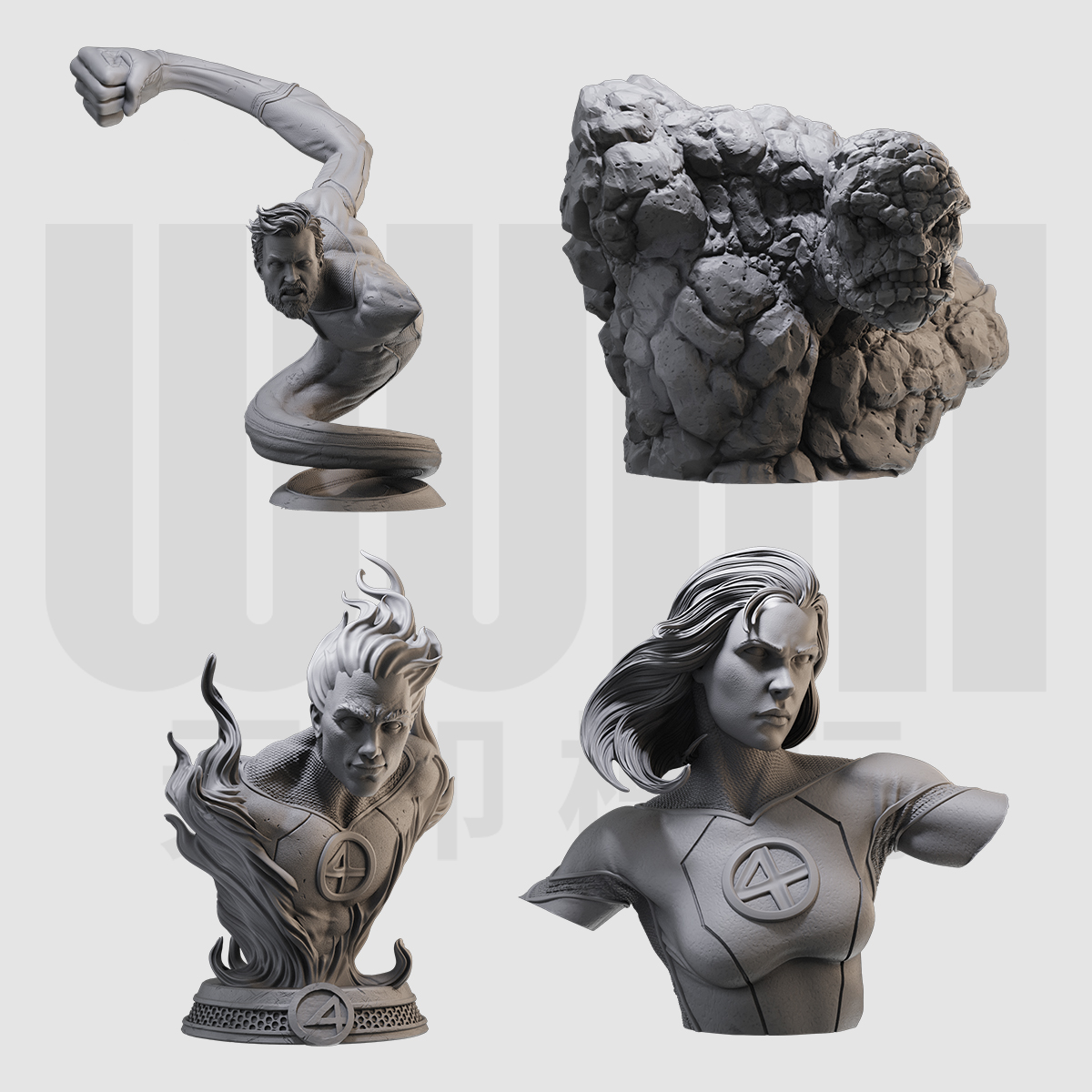 1/10霹雳火 隐形女 神奇四侠 漫威16比例GK树脂白模手办模型 1353