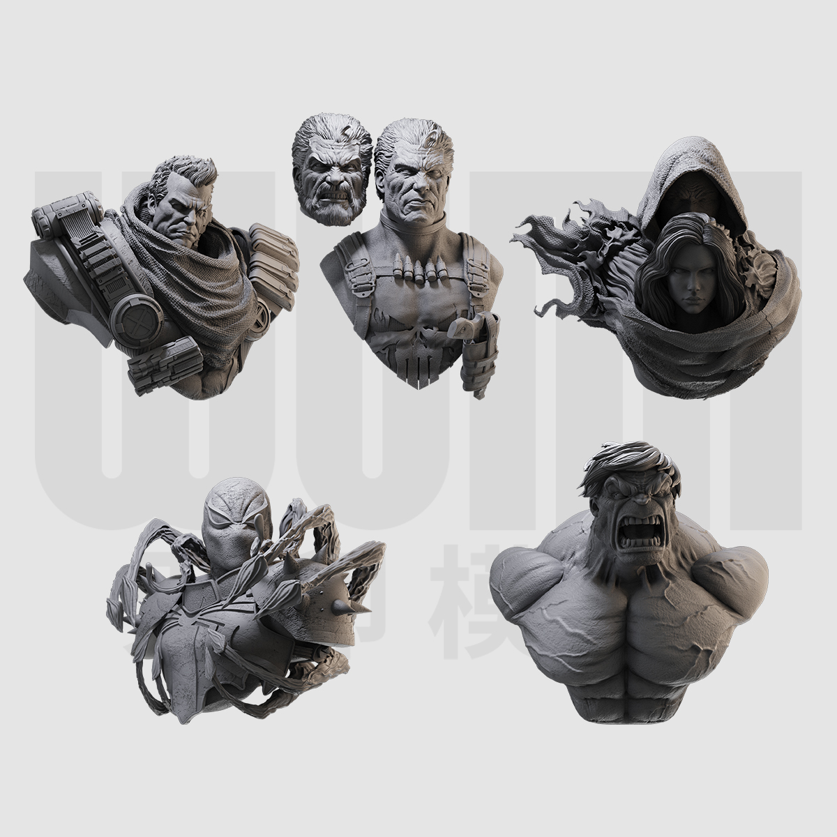 1/10 惩罚者 电索 绿巨人 漫威 16比例GK树脂白模手办模型 1432